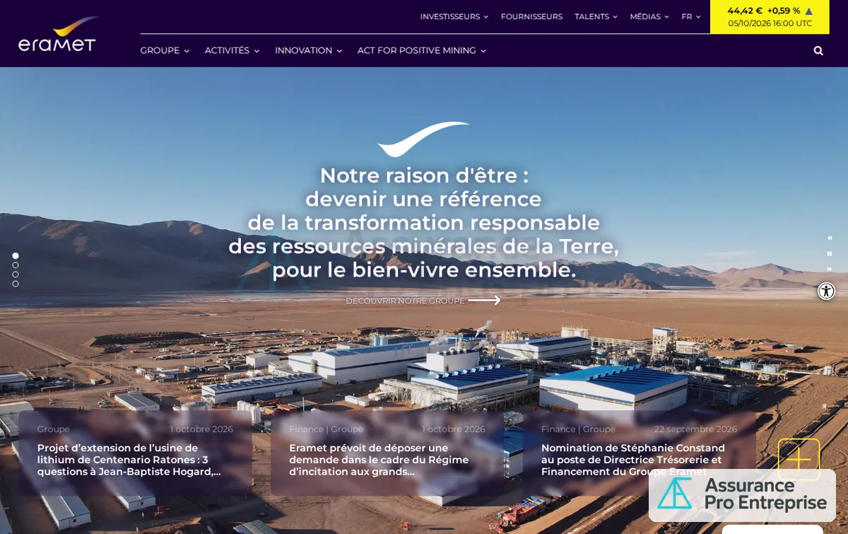 Capture : Eramet - Committed to sustainable metals